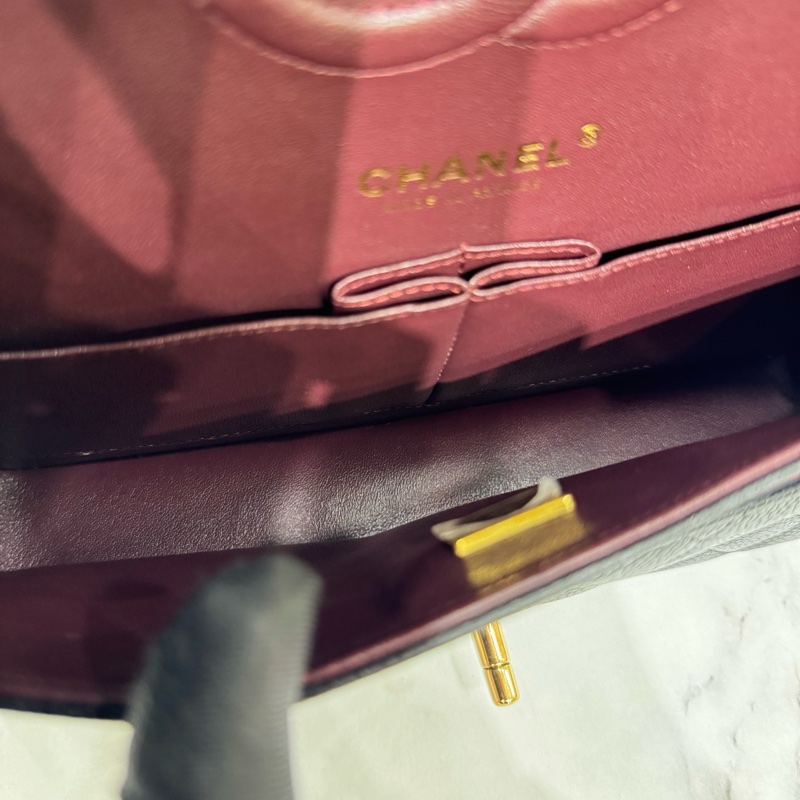 JK國際二手精品 💗Chanel CF25荔枝牛皮黑金 芯片款 🈶本店購證-18