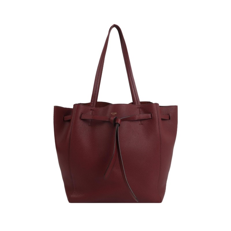 Celine Cabas Phantom牛皮純色字母logo束帶單肩包-0