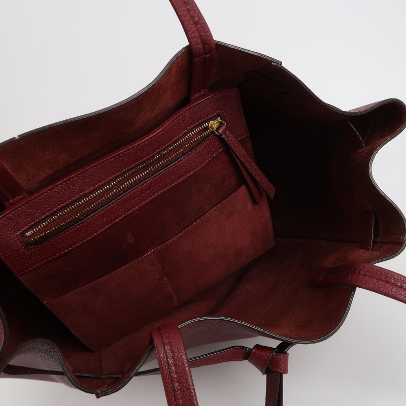 Celine Cabas Phantom牛皮純色字母logo束帶單肩包-6