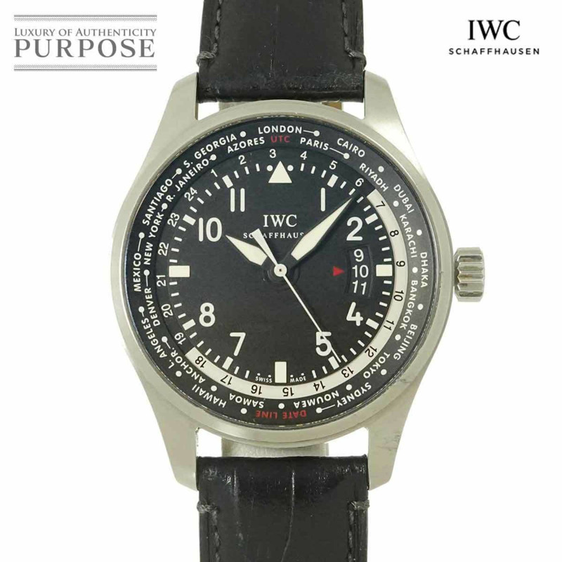 IWC 萬國飛行員世界時腕錶 IW326201 男式帶日期顯示,黑色,自動機芯,國際公司,飛行員-0