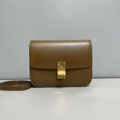 Celine Classic Box中號 全皮焦糖色豆腐包 肩背包斜背包
