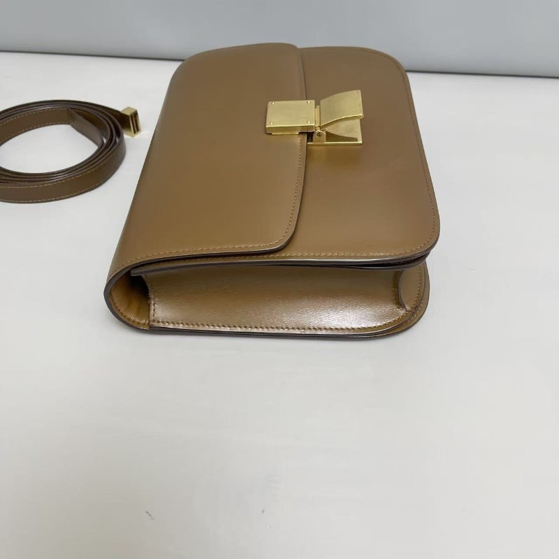 Celine Classic Box中號 全皮焦糖色豆腐包 肩背包斜背包-3