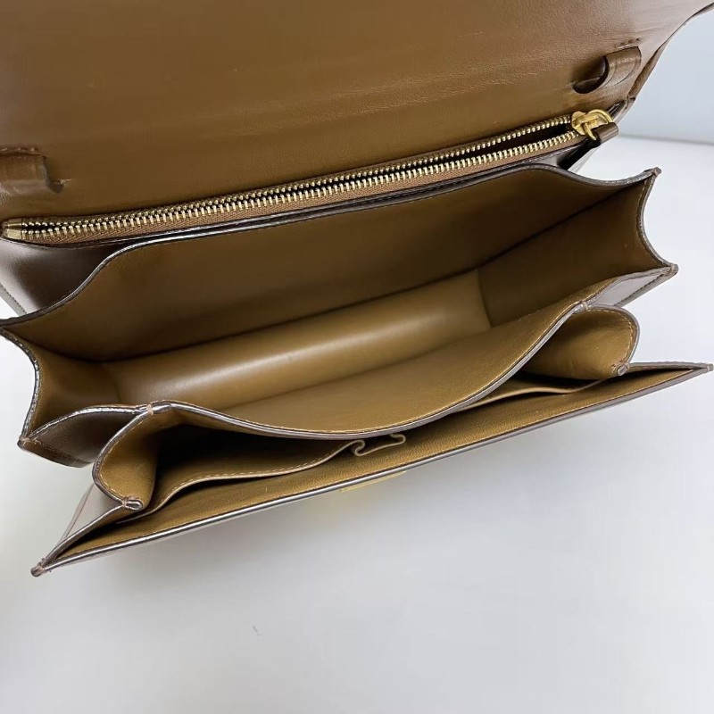 Celine Classic Box中號 全皮焦糖色豆腐包 肩背包斜背包-8