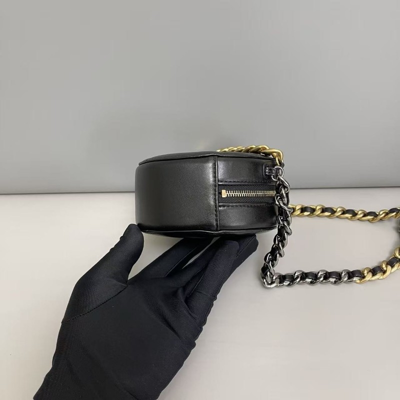全套🈶購鉦 Chanel香奈兒19Bag黑金全皮圓餅包 斜背包 肩背包 晶片款-2