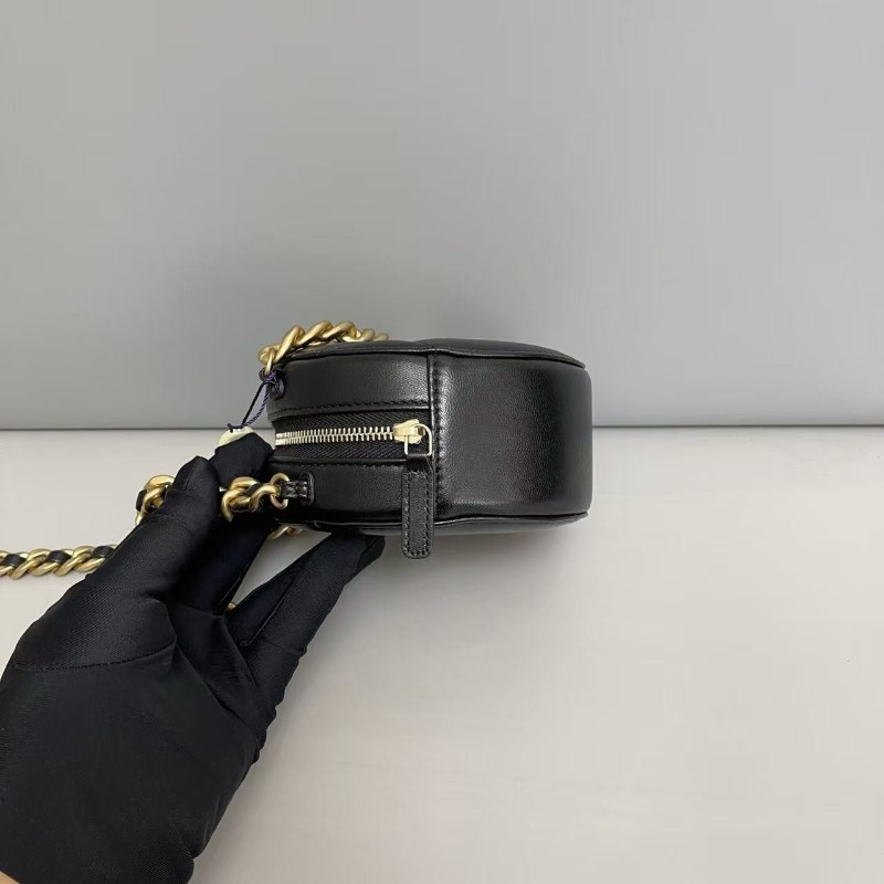 全套🈶購鉦 Chanel香奈兒19Bag黑金全皮圓餅包 斜背包 肩背包 晶片款-3