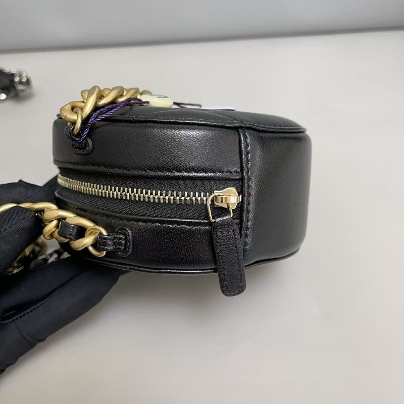 全套🈶購鉦 Chanel香奈兒19Bag黑金全皮圓餅包 斜背包 肩背包 晶片款-6