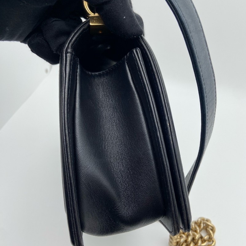 Chanel香奈兒 黑金羊皮 leboy 中號 25cm 肩背包-2
