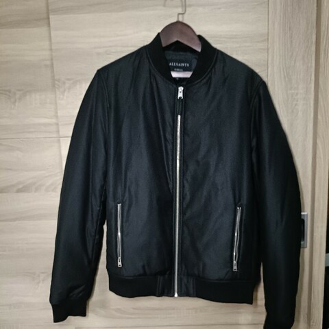 Allsaints 全黑 厚鋪棉 飛行外套 男XS