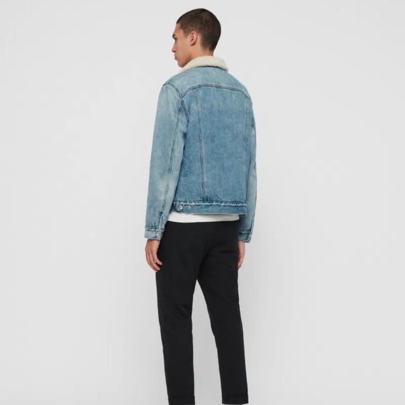 Allsaints 淺色 羊羔毛 丹寧外套 牛仔外套 男S-2