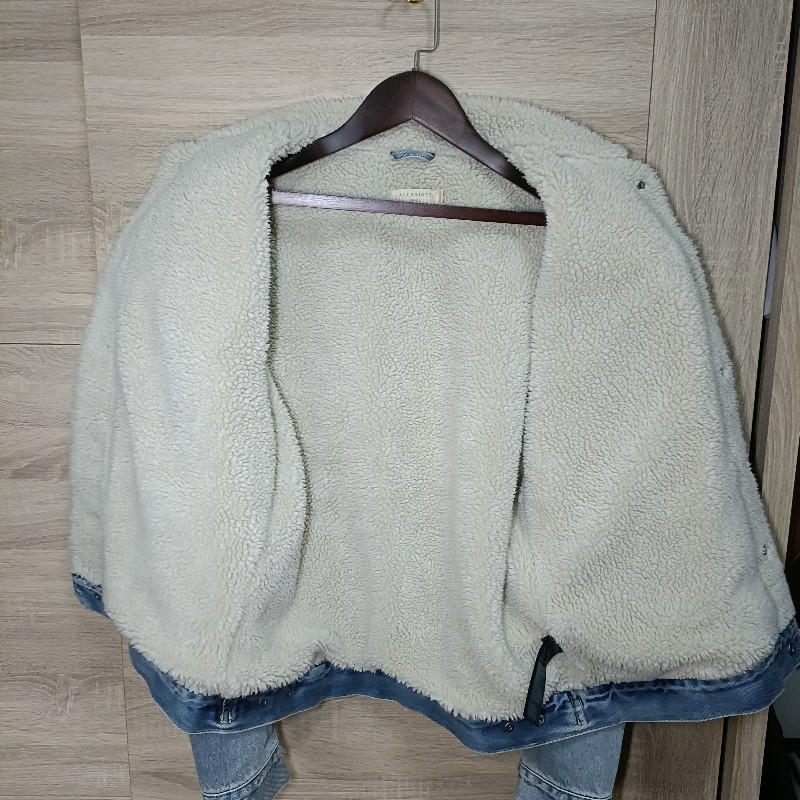Allsaints 淺色 羊羔毛 丹寧外套 牛仔外套 男S-4