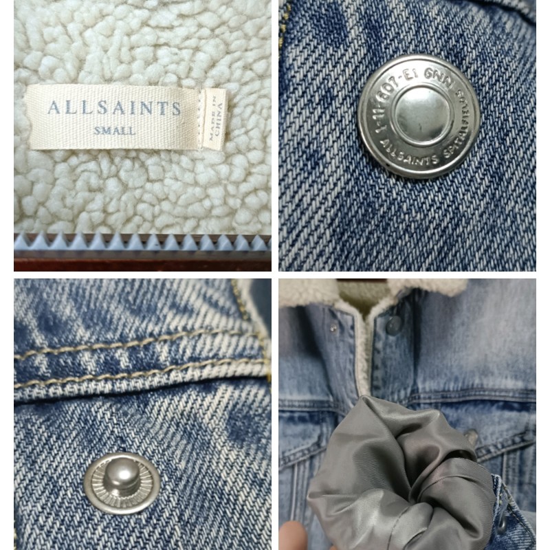 Allsaints 淺色 羊羔毛 丹寧外套 牛仔外套 男S-7