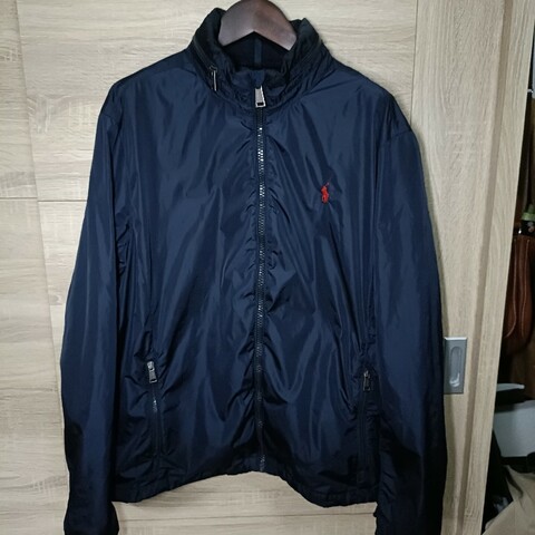 Polo Ralph Lauren 深藍 可收帽 防風外套 風衣外套 男L
