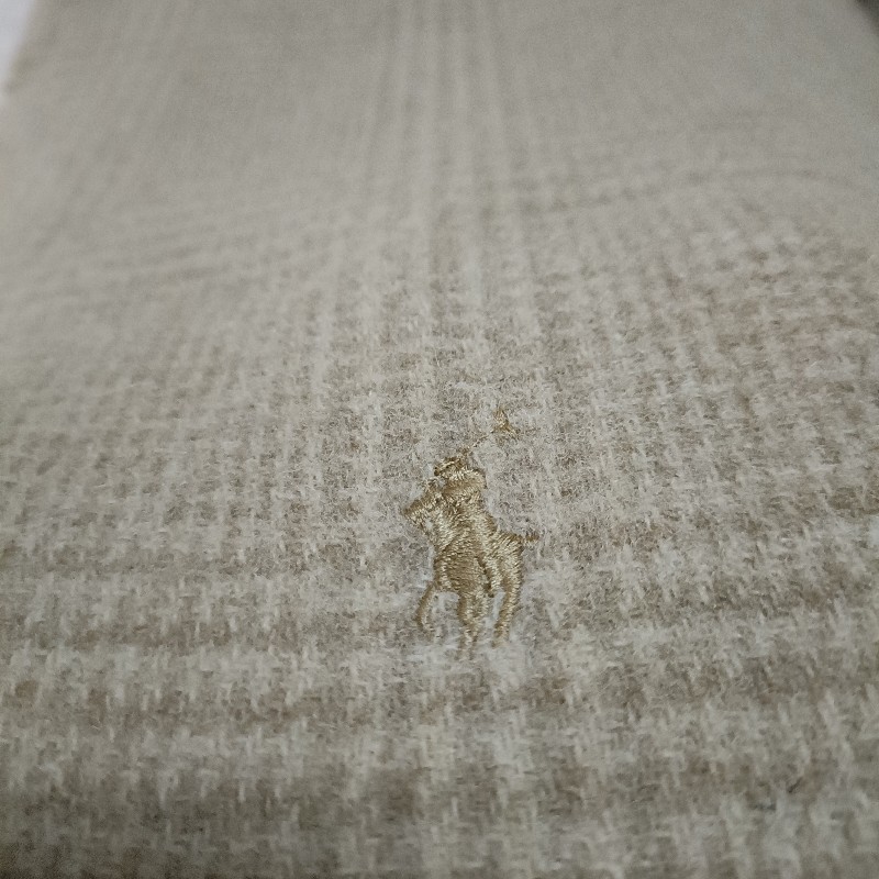 Polo Ralph Lauren 奶茶色 格紋 羊毛 圍巾-5