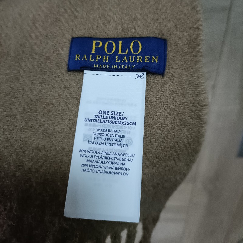 Polo Ralph Lauren 奶茶色 格紋 羊毛 圍巾-6