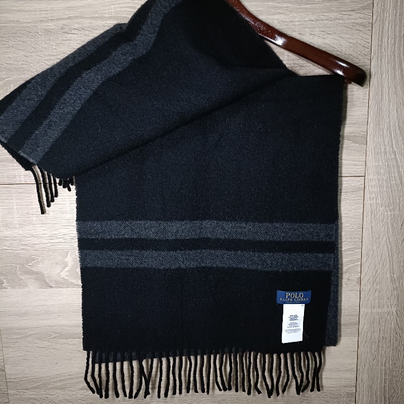 Polo Ralph Lauren 黑色 條紋 羊毛 圍巾-2