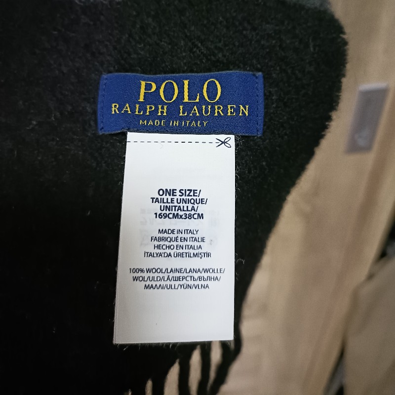 Polo Ralph Lauren 黑色 條紋 羊毛 圍巾-4