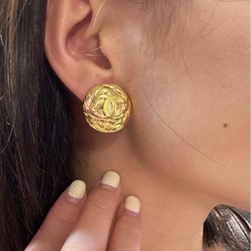 Chanel Vintage中古款編織形耳夾-4