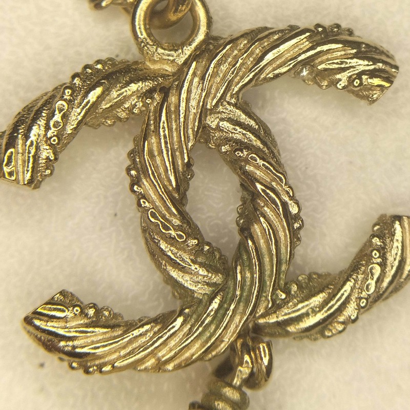 Chanel 金色雙C珍珠鑲鑽 項鍊 毛衣鏈-7