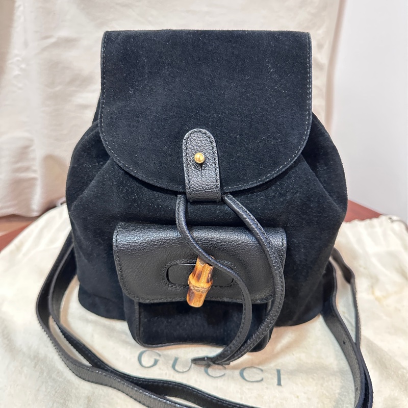 Gucci 竹節 麂皮 後背包-5