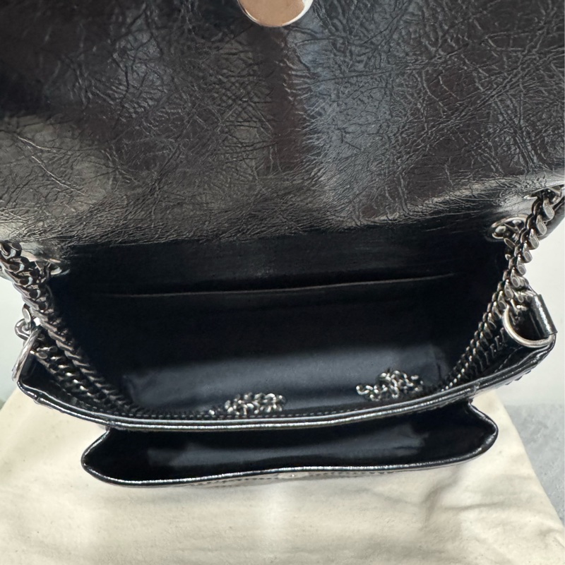 Ysl niki baby新款D釦銀鏈黑色斜背包-12