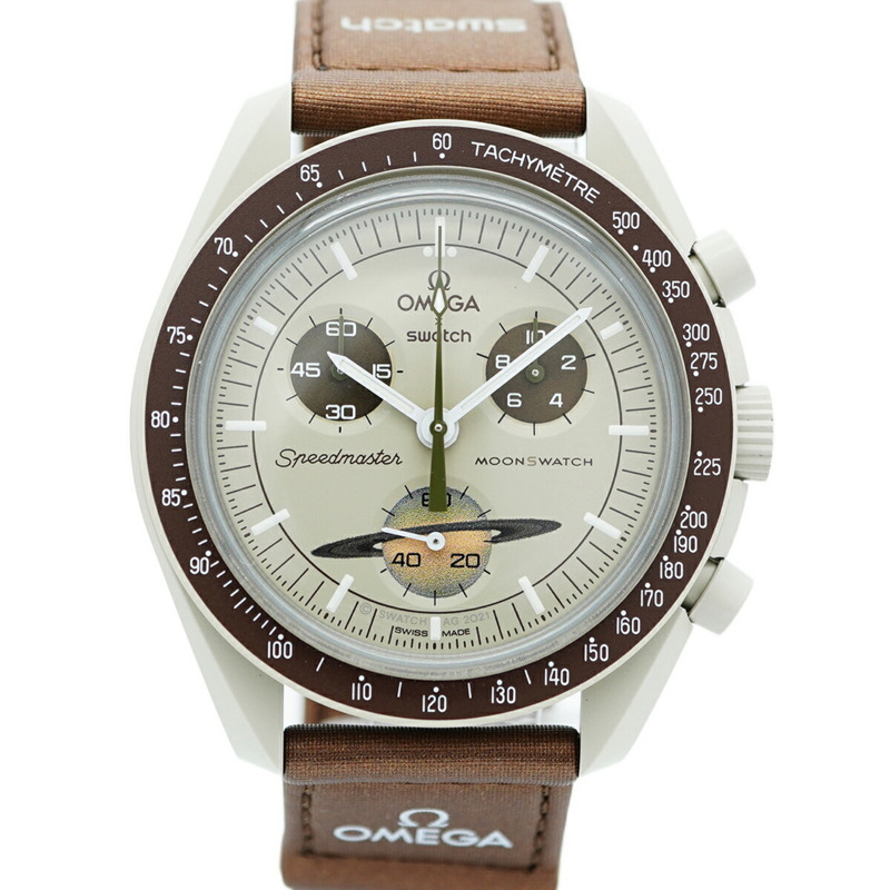 Swatch x Omega 土星任務系列 SO33T100 米色錶盤男士手錶-0