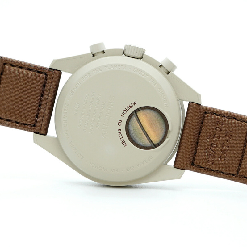 Swatch x Omega 土星任務系列 SO33T100 米色錶盤男士手錶-5