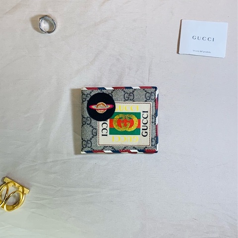 ‼️超級稀有 Gucci 古馳 老花復古做舊 UFO 對開8卡短夾