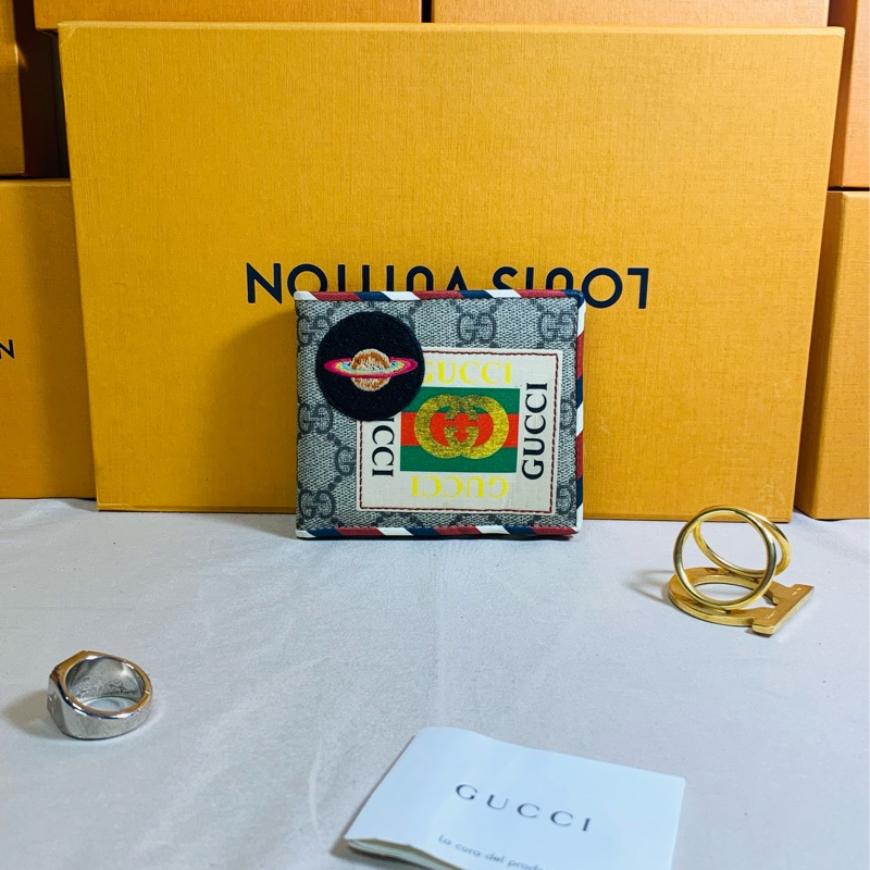 ‼️超級稀有 Gucci 古馳 老花復古做舊 UFO 對開8卡短夾-1