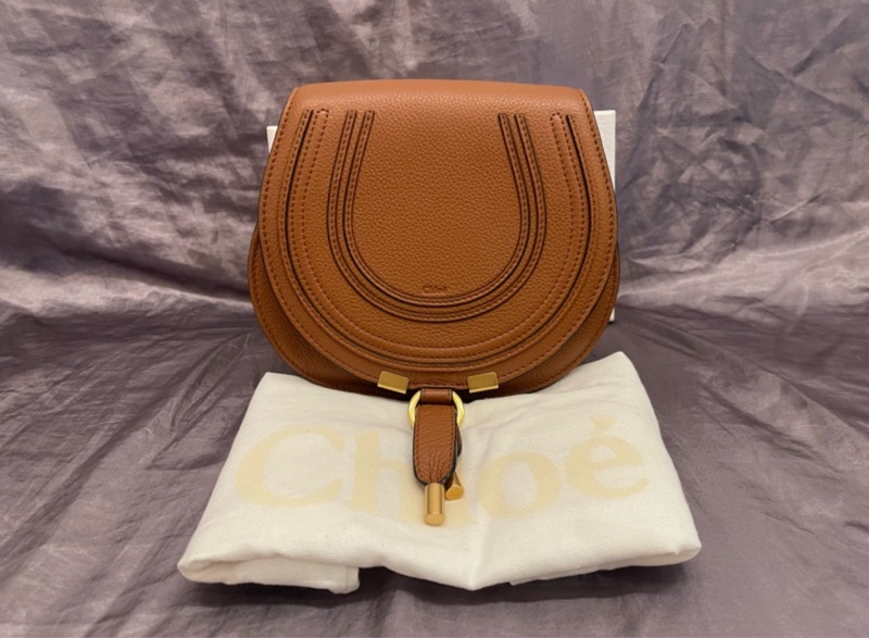 「JL精品代購」 9新 Chloe Marcie Small Saddle Bag 小款 肩背包 馬鞍包 Tan 棕褐色-2