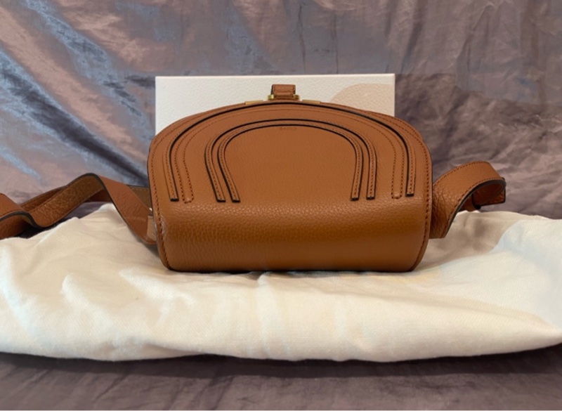 「JL精品代購」 9新 Chloe Marcie Small Saddle Bag 小款 肩背包 馬鞍包 Tan 棕褐色-4