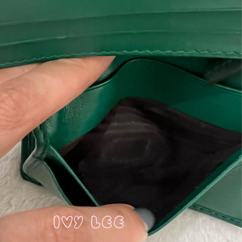 GUCCI 466492 GG Marmont matelasse系列絎縫紋牛皮金屬雙G 短夾 綠色 正品 二手精品-7