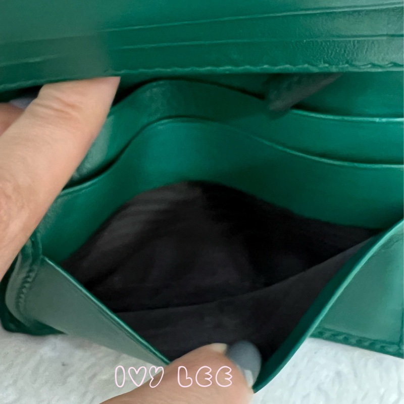 GUCCI 466492 GG Marmont matelasse系列絎縫紋牛皮金屬雙G 短夾 綠色 正品 二手精品-8