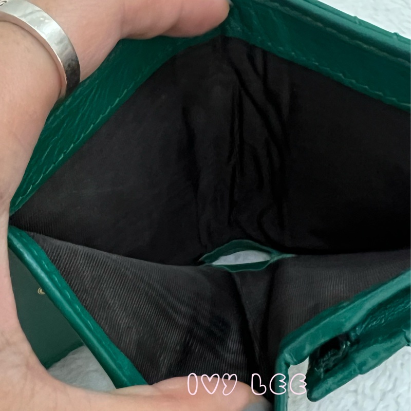 GUCCI 466492 GG Marmont matelasse系列絎縫紋牛皮金屬雙G 短夾 綠色 正品 二手精品-9