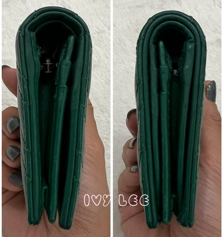 GUCCI 466492 GG Marmont matelasse系列絎縫紋牛皮金屬雙G 短夾 綠色 正品 二手精品-12