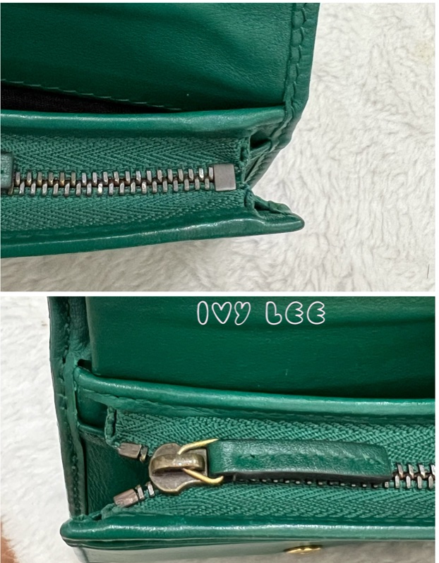 GUCCI 466492 GG Marmont matelasse系列絎縫紋牛皮金屬雙G 短夾 綠色 正品 二手精品-16