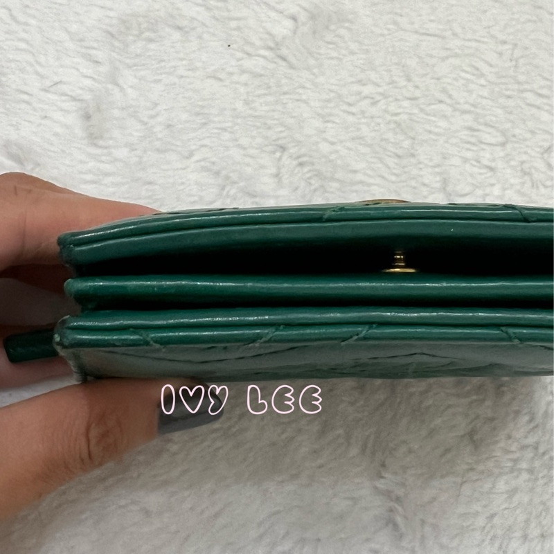 GUCCI 466492 GG Marmont matelasse系列絎縫紋牛皮金屬雙G 短夾 綠色 正品 二手精品-23