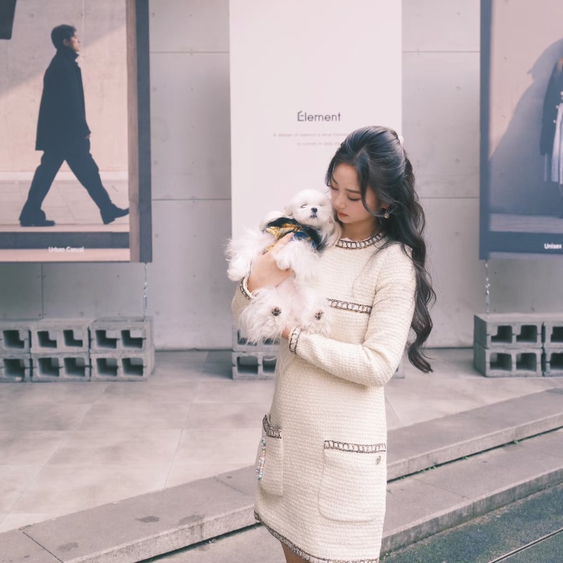 ❤️ CHANEL 米色經典優雅連衣裙-2