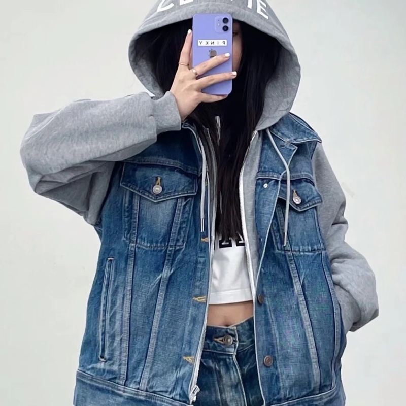 ❤️ CELINE 拼接款時尚牛仔外套-1