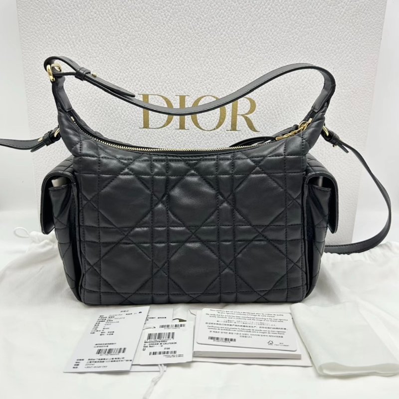 DIOR D-dream黑色羊皮手提肩背斜背包 23*17*11 98新配件塵袋-0