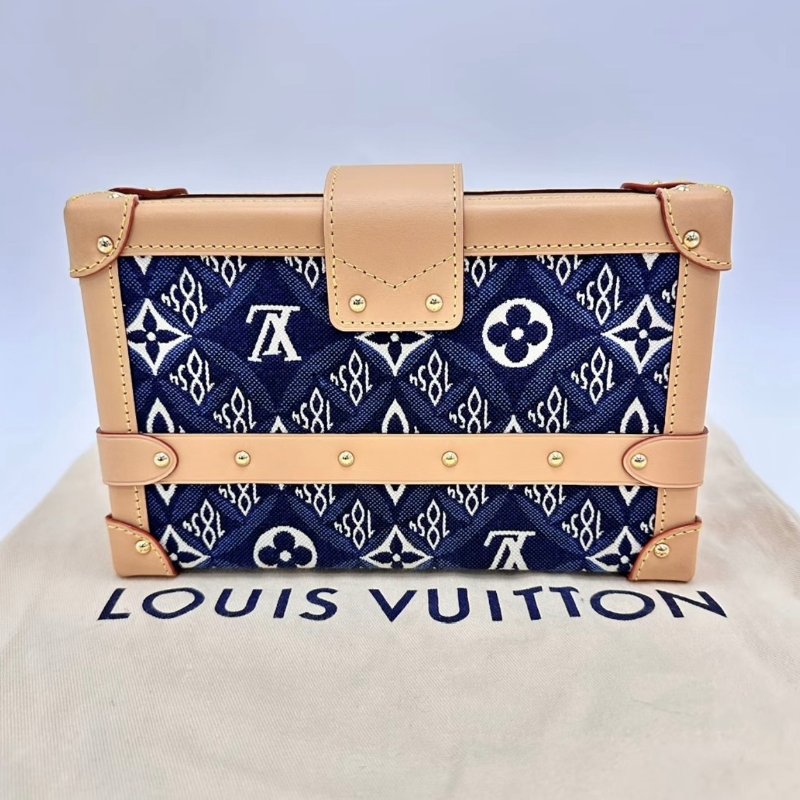 LV 1854限量款藍色丹寧petite malle硬盒子20*12.5*5 99新配件盒子塵袋-5