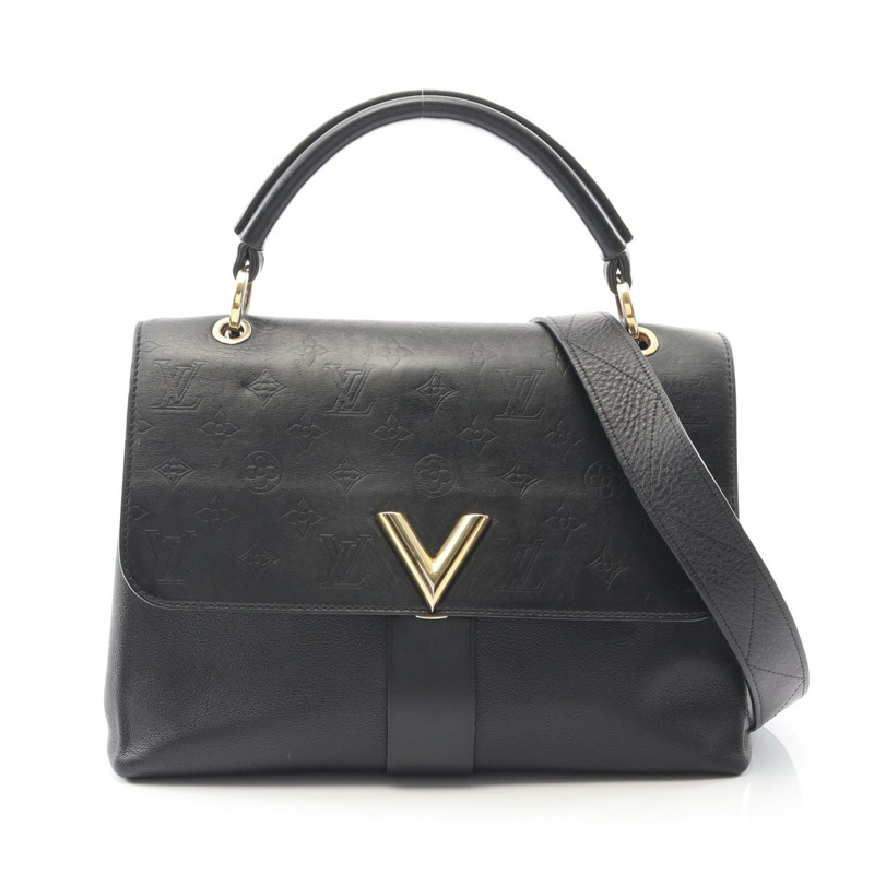 LOUIS VUITTON Very 單肩包 M51989 Monogram Shadow 皮革黑色二手 LV-0