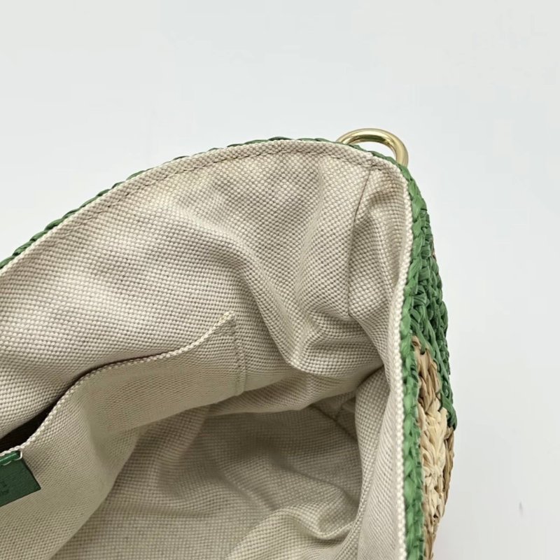 GUCCI 彩色紅綠拼拉菲草編肩背斜背包22*16*5 98新配件塵袋-1