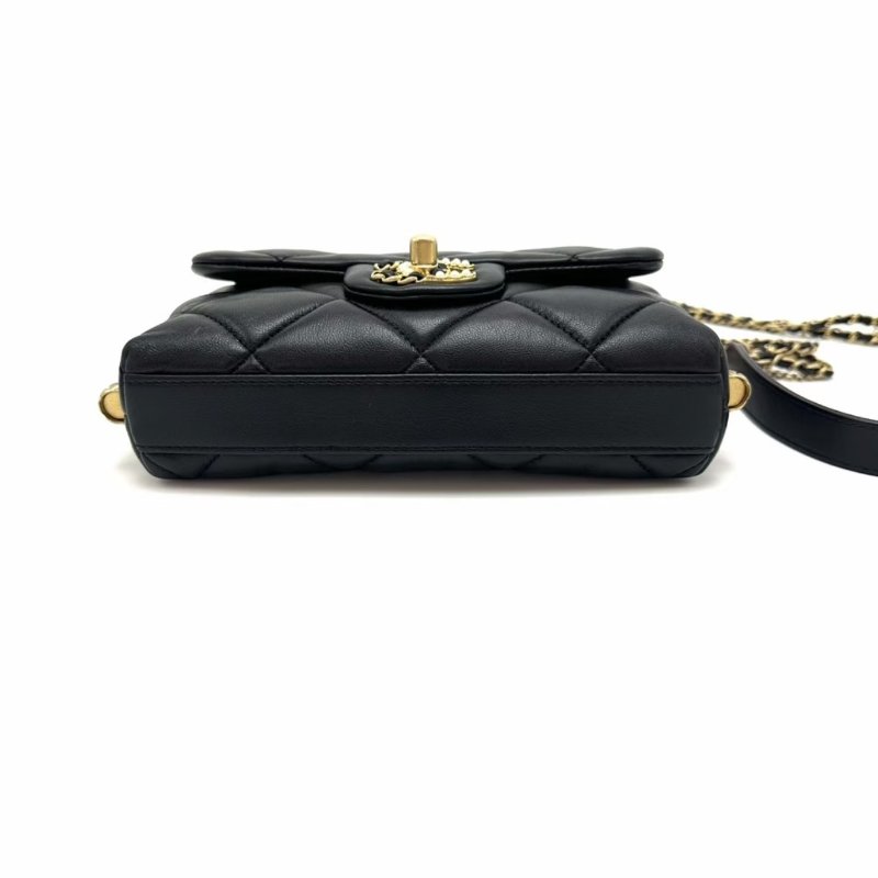 CHANEL 黑金珍珠鴛鴦雙C扣肩背斜背皮穿鏈條包19*16*4 98新配件塵袋-3