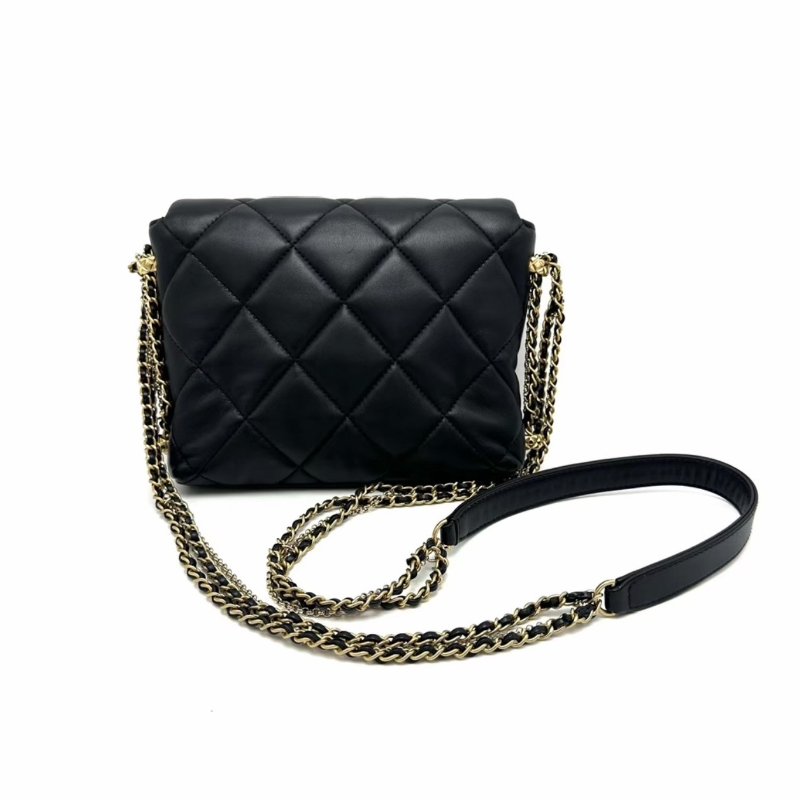 CHANEL 黑金珍珠鴛鴦雙C扣肩背斜背皮穿鏈條包19*16*4 98新配件塵袋-5