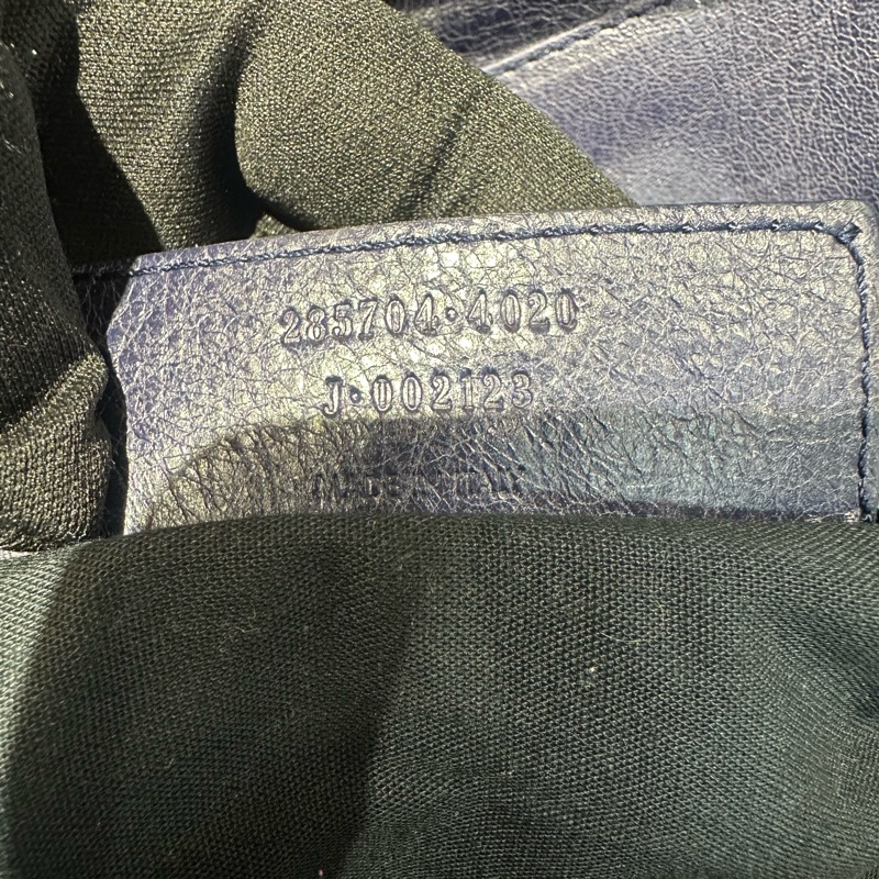 巴黎世家Balenciaga蓝色油蜡皮机车翻盖邮差包-11