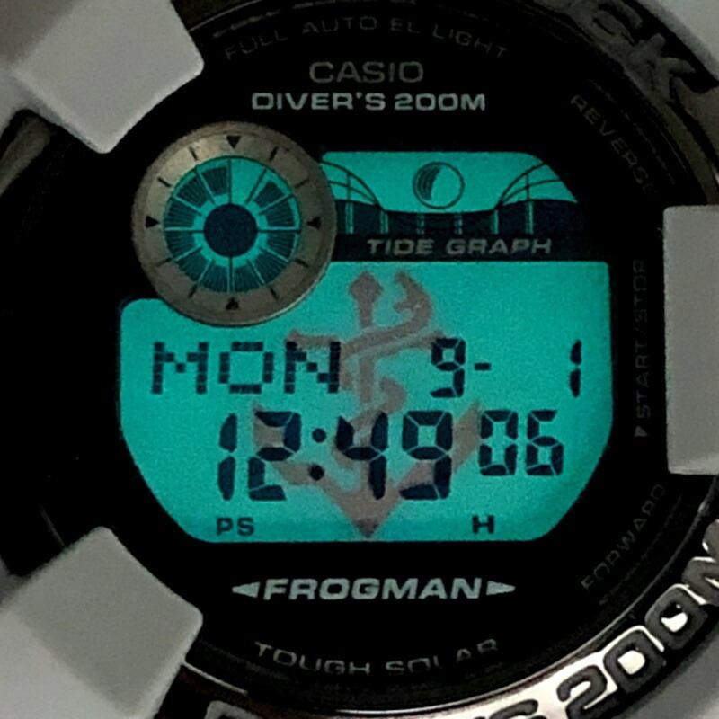 G-SHOCK CASIO FROGMAN 男款軍用色 GF-8250ER-2 腕錶,復刻原版 Frogman 灰藍配色,搭配錨形 EL 錶帶。 2012 年 4 月上市。三國丘店有售。 IT65B3546SGG-8