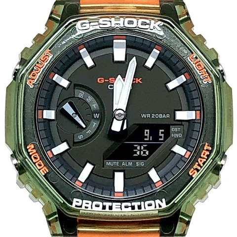 G-SHOCK CASIO GA-2100HC-4A HIDDEN COAST 系列八角形錶殼卡西歐橡木綠橙鏤空指針數位手錶，2021 年 5 月發售，三國丘店，ITXF06731K1C