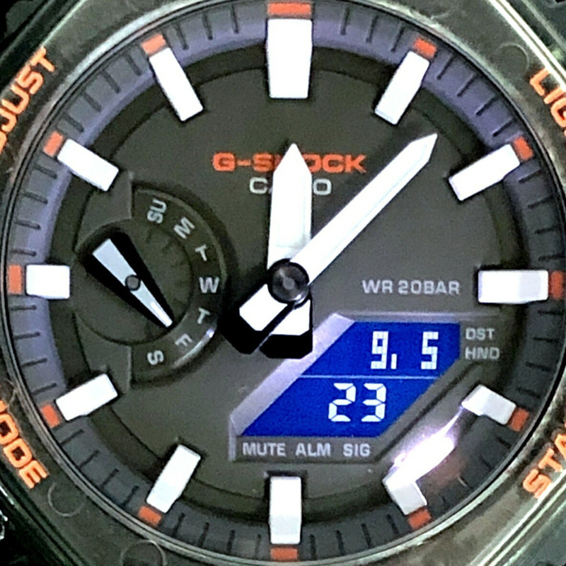 G-SHOCK CASIO GA-2100HC-4A HIDDEN COAST 系列八角形錶殼卡西歐橡木綠橙鏤空指針數位手錶，2021 年 5 月發售，三國丘店，ITXF06731K1C-8