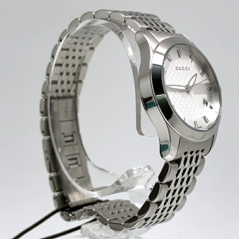 GUCCI G Timeless 石英 126.5 不銹鋼電池供電女士手錶帶日期顯示,3 指針,銀色,三國丘店,ITT5QU506048 RM0186T-1