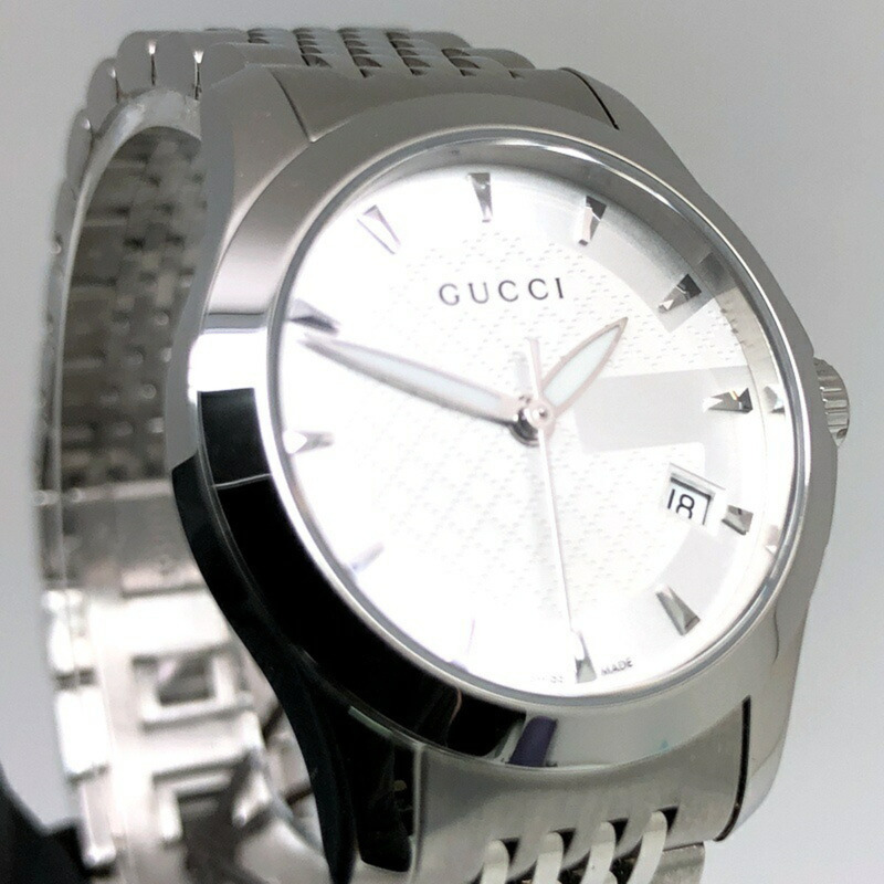 GUCCI G Timeless 石英 126.5 不銹鋼電池供電女士手錶帶日期顯示,3 指針,銀色,三國丘店,ITT5QU506048 RM0186T-3